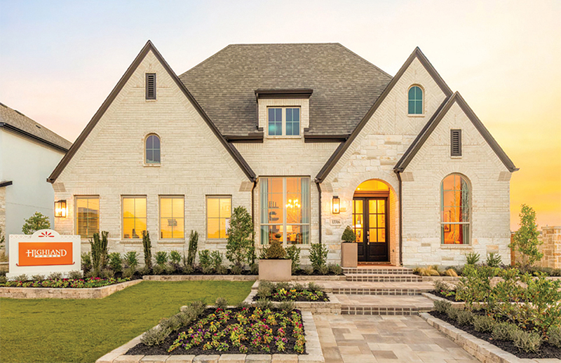 Exterior view of modern home at dusk